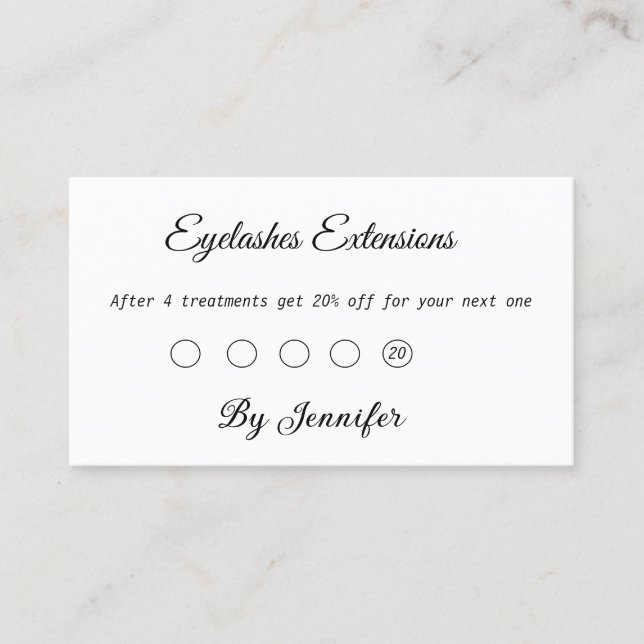 eyelashes extensions add name  text loyalty card (Front)