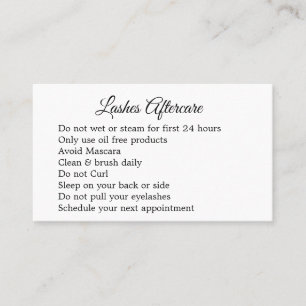 eyelashes extensions aftercare add your instructio business card