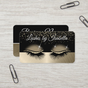 Eyelashes - Gold Glitter Business Card