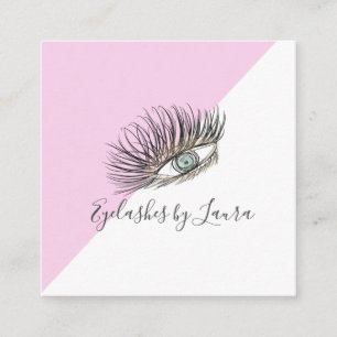 Eyelashes Hand Drawn Eye Pink Salon Square Business Card