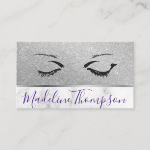 Eyelashes Makeup Artist Marble Glitter Business Card