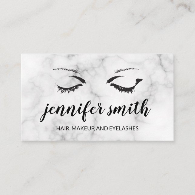 Eyelashes Makeup Artist Marble Loyalty Card (Front)