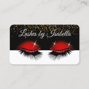 Eyelashes - Red Glitter Business Card