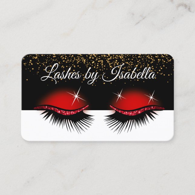 Eyelashes - Red Glitter Business Card (Front)