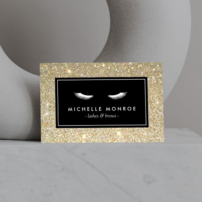 Eyelashes with Gold Glitter Business Card (Creator Uploaded)
