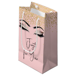 Eyelashes with Gold Glitter Small Gift Bag