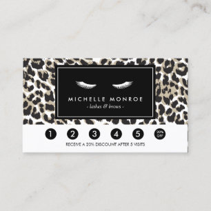 Eyelashes with Leopard Print Loyalty Punch Card