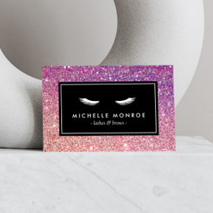 Eyelashes with Purple/Pink Glitter Business Card