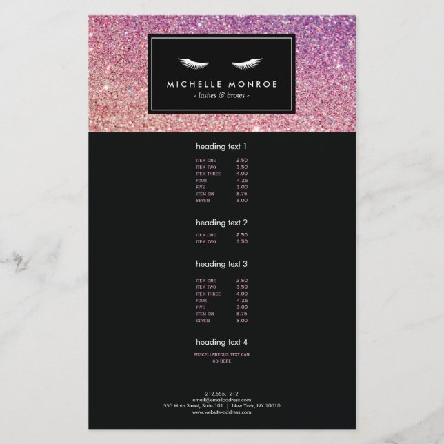 Eyelashes with Purple/Pink Glitter Flyer (Front)