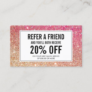 Eyelashes with Red/Bronze Glitter Salon Referral Card