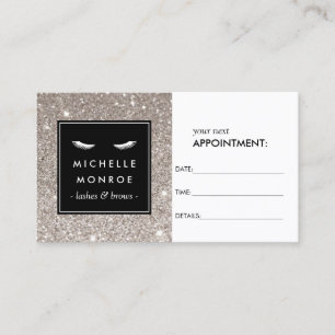 Eyelashes with Silver Glitter Appointment Card