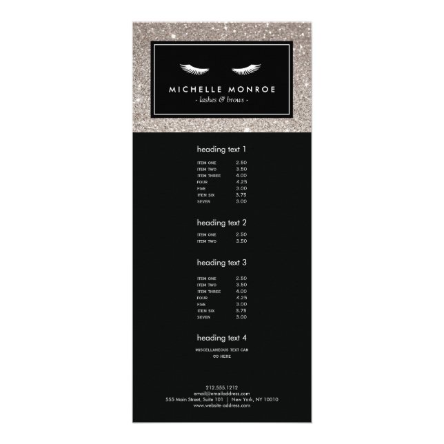 Eyelashes with Silver Glitter Rack Card (Front)