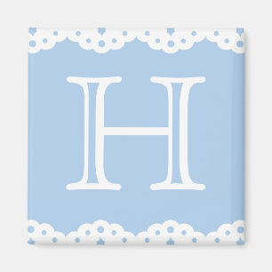 Eyelet Lace on Blue Square Magnet
