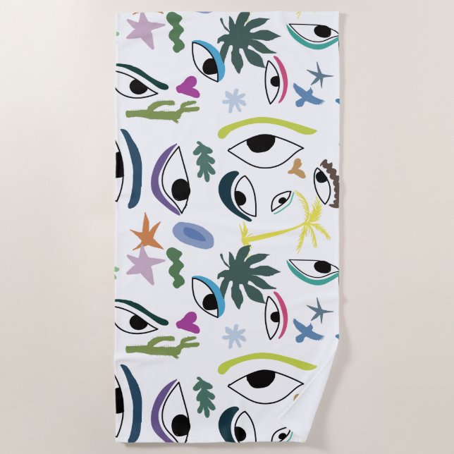 Eyes Abstract Art  Beach Towel (Front)