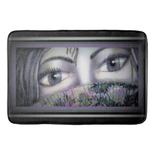 Eyes Behind Oriental Fan  Bath Mat