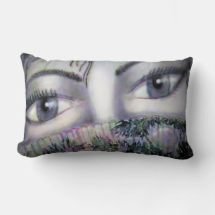 Eyes Behind Oriental Fan Lumbar Cushion