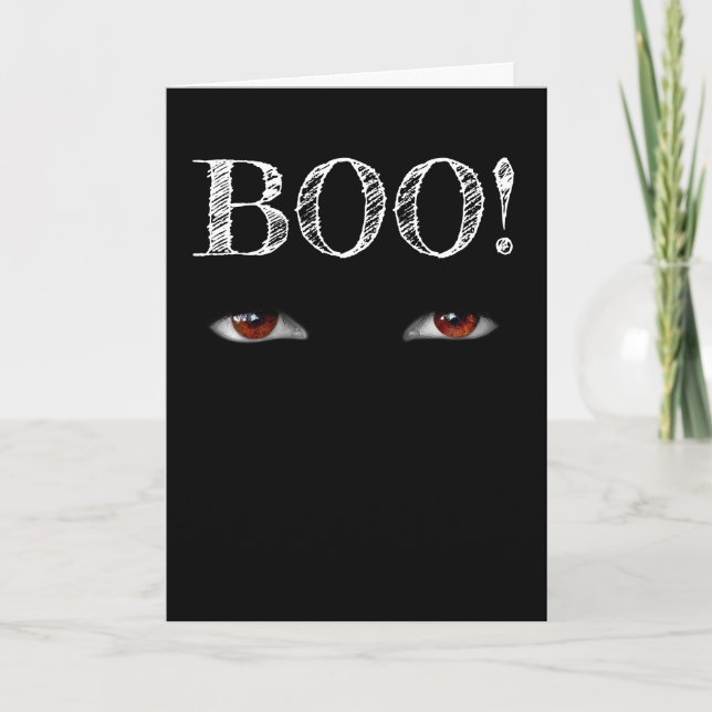 Eyes & "BOO" Halloween Greeting Card (Front)