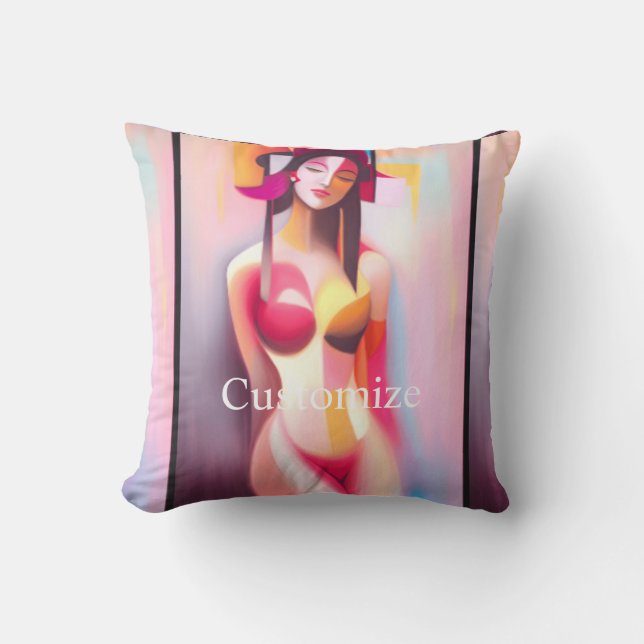 Eyes Closed Female Posing Thunder_Cove Cushion (Front)
