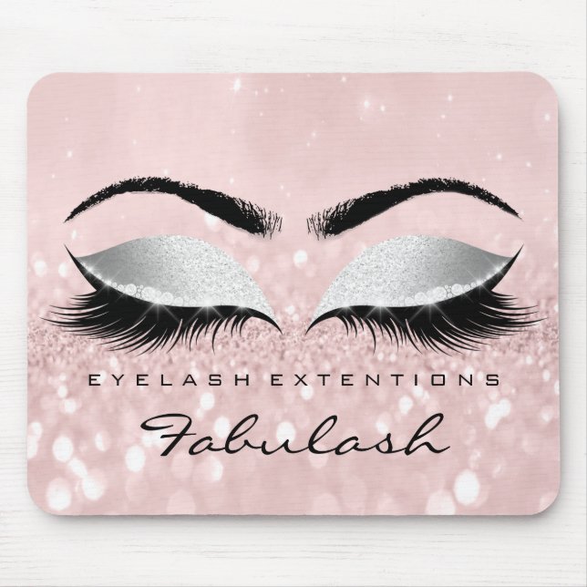 Eyes Glitter Branding Beauty Studio Lash Grey Pink Mouse Pad (Front)