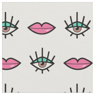 Eyes & Lips Kitschy Pattern Fabric