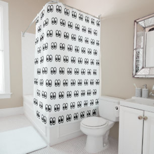 Eyes Looking Sideways Starring Eyes Emoji Pattern Shower Curtain