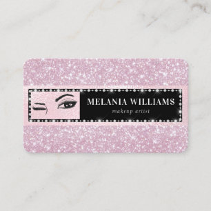 Eyes Makeup Artist Trendy Rose Gold Glitter Girly Business Card