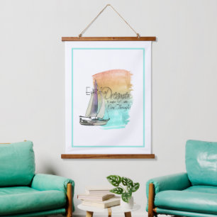 Eyes of a Dreamer Quote Sailboat Watercolor Hanging Tapestry
