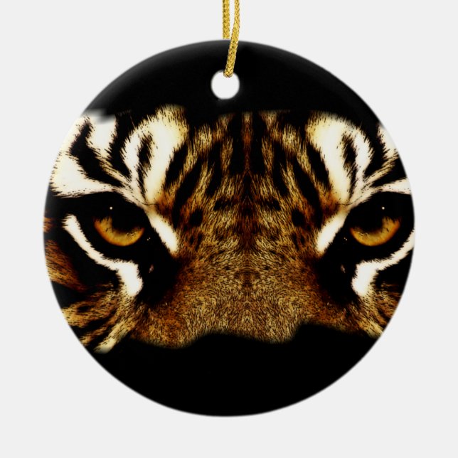 Eyes of a Tiger Ceramic Tree Decoration (Front)