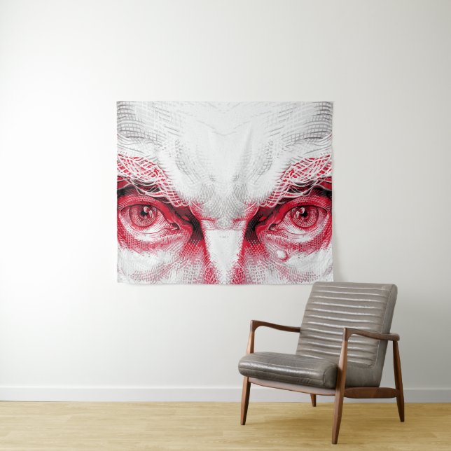 Eyes of Ancient Evil – Red Warning Tapestry (In Situ (Horizontal))