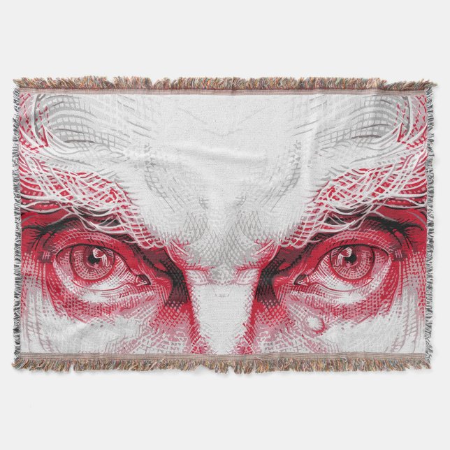 Eyes of Ancient Evil – Red Warning Throw Blanket (Front)