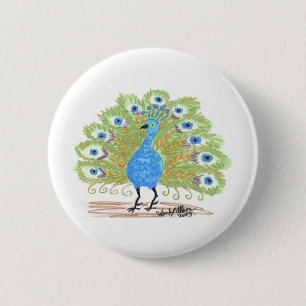 Eyes of India Peacock by Wendy C. Allen 6 Cm Round Badge