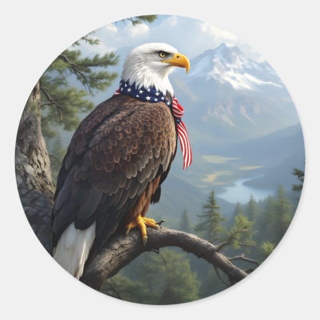 Eyes Of The Sky – Majestic Eagle Portrait Classic  Round Sticker (Front)