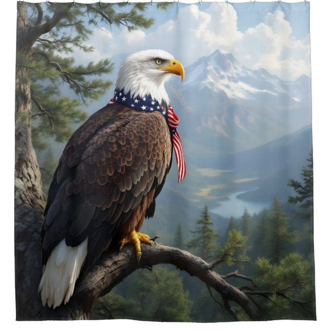 Eyes Of The Sky – Majestic Eagle Portrait Shower Curtain (Front)