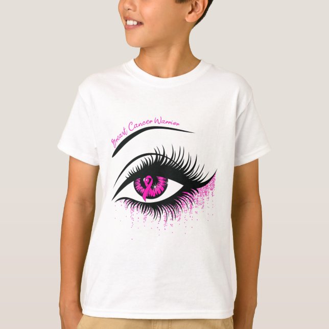 Eyes Pink Ribbon Warrior Breast Cancer Awareness M T-Shirt (Front)