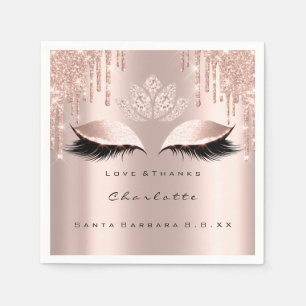 Eyes Rose Gold Glitter Drips Spark Diamond Lotus Napkin