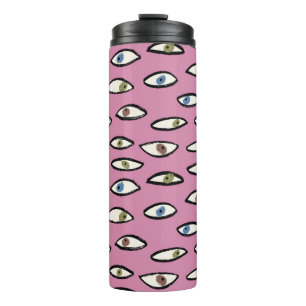 Eyes seamless pattern,background with hand drawn e thermal tumbler