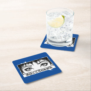 Eyes, The Window To The Soul, Manga Illustration Square Paper Coaster
