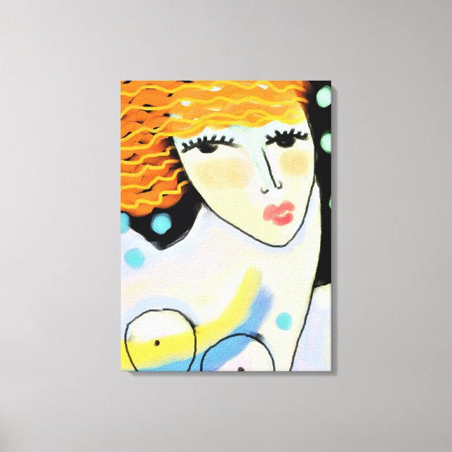 Eyes Wide Open Abstract Digital Portrait of Woman Canvas Print (Front)