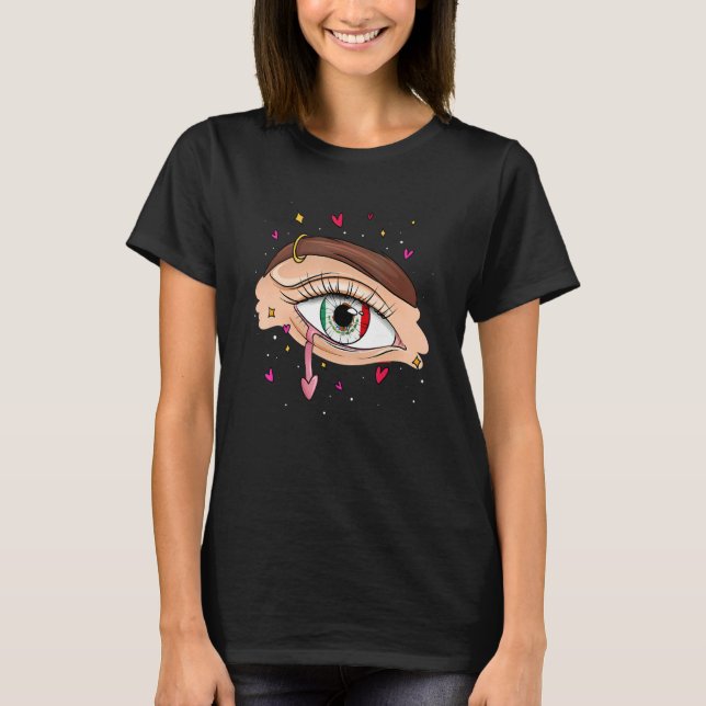 Eyes With Mexico Flag for Mexican People and Mexic T-Shirt (Front)