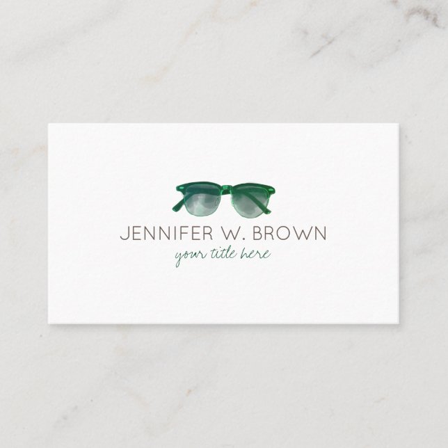 Eyewear Specialist Eye Glasses Spectacles green Business Card (Front)