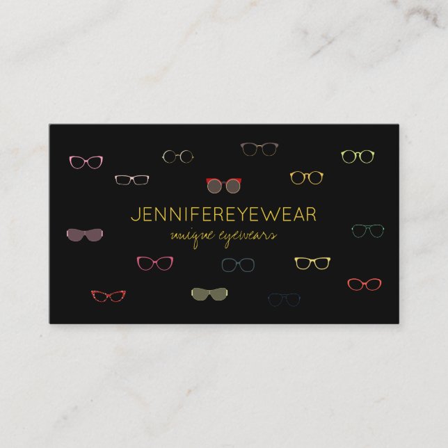 Eyewear Specialist Glasses black Yellow Opticians Business Card (Front)