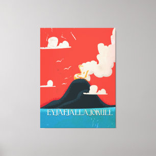 Eyjafjallajokull Vintage Vacation Poster Art Canvas Print