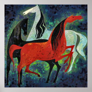 Eyvind Earle - Three Noble Horses - 1993; United Poster