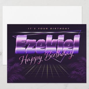 Ezekiel Name Vorname lila retro Karte Geburtstag Card