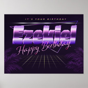 Ezekiel Name Vorname lila retro Poster Geburtstag