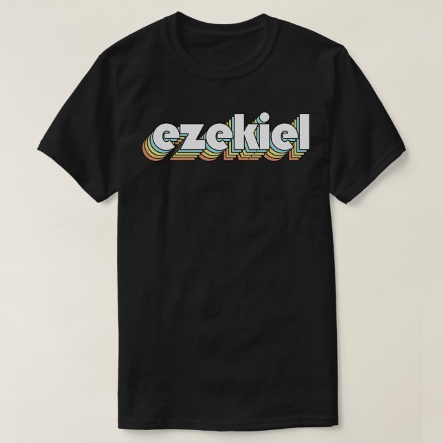 Ezekiel Retro Rainbow Typography Faded Style T-Shirt (Design Front)