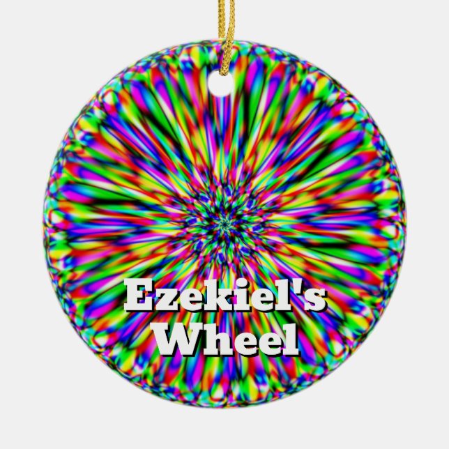 Ezekiel's Wheel (You May Change the words) Ceramic Tree Decoration (Front)