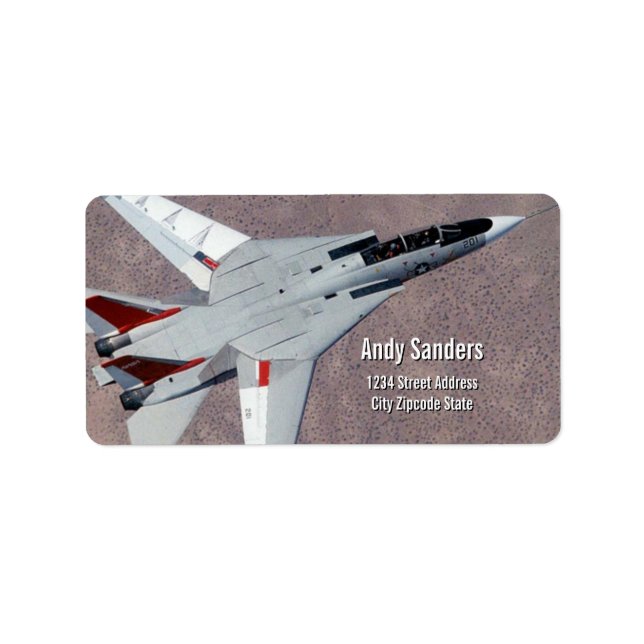 F14 Tomcat Jet Fighter Personal Address Label (Front)