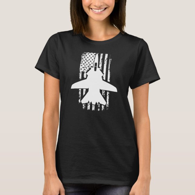 F14 Tomcat US Flag Fighter Aeroplane Jet Plane Air T-Shirt (Front)