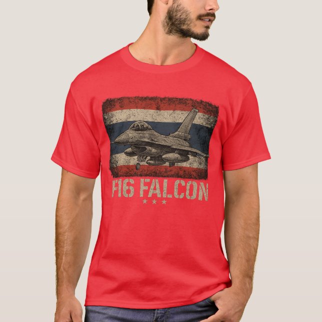 f16 falcon jet patriotic vintage aircraft T-Shirt (Front)